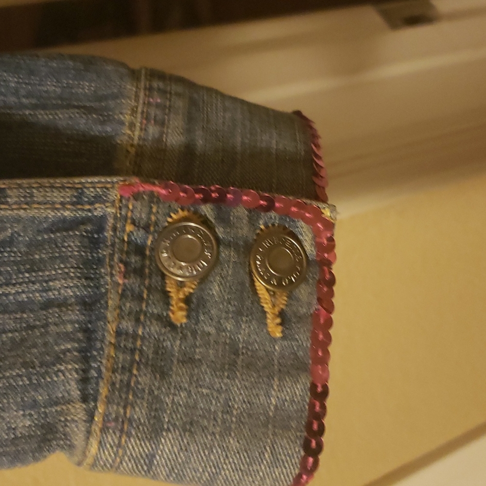 Old Navy Bedazzled Patchwork Denim Jacket Size Xxl - image 6